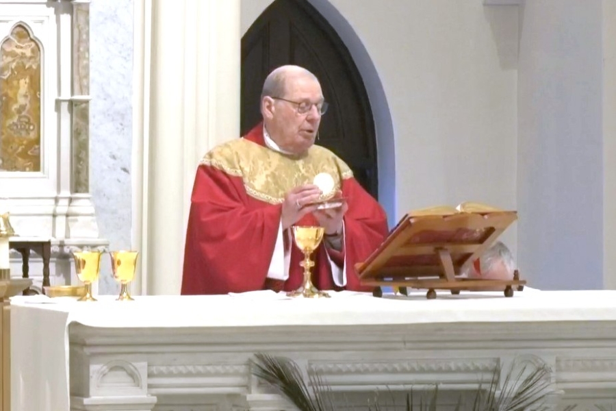 Bishop Robert Deeley celebrates the Liturgy of the Eucharist