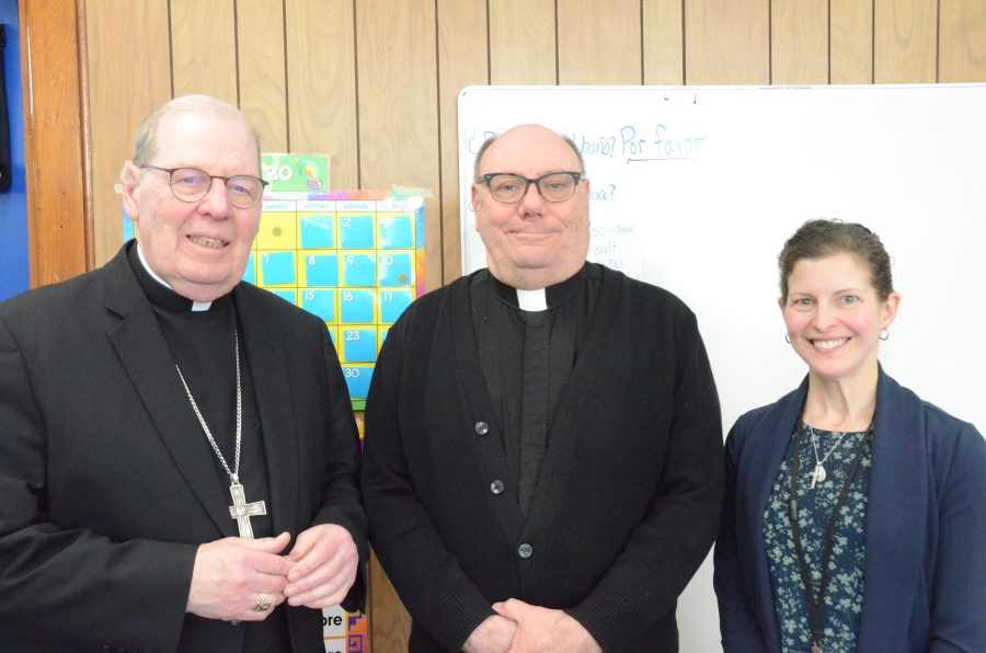 Bishop with the St. Thomas School leaders 