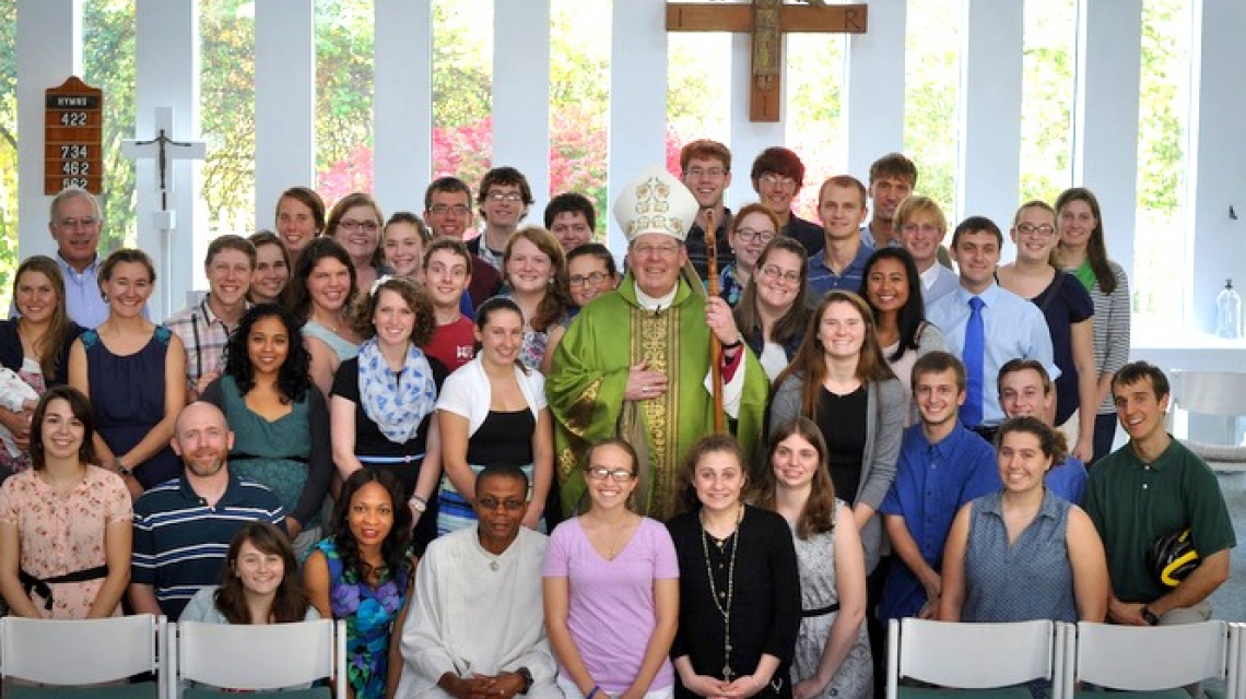 Campus Ministry group photo with bishop.