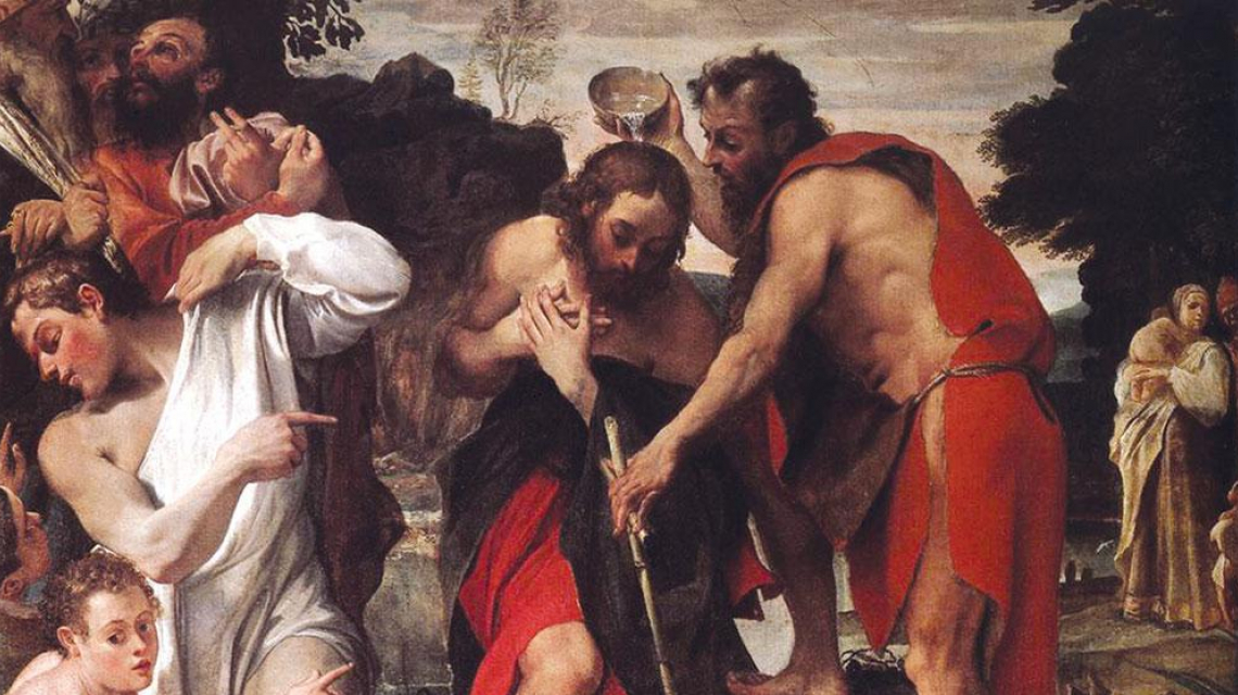 Painting of baptism of Jesus by John the Baptist