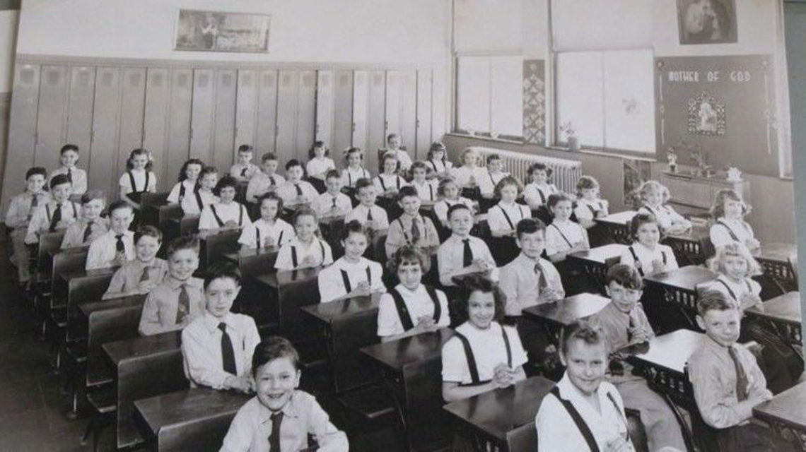 Old black and white school photo