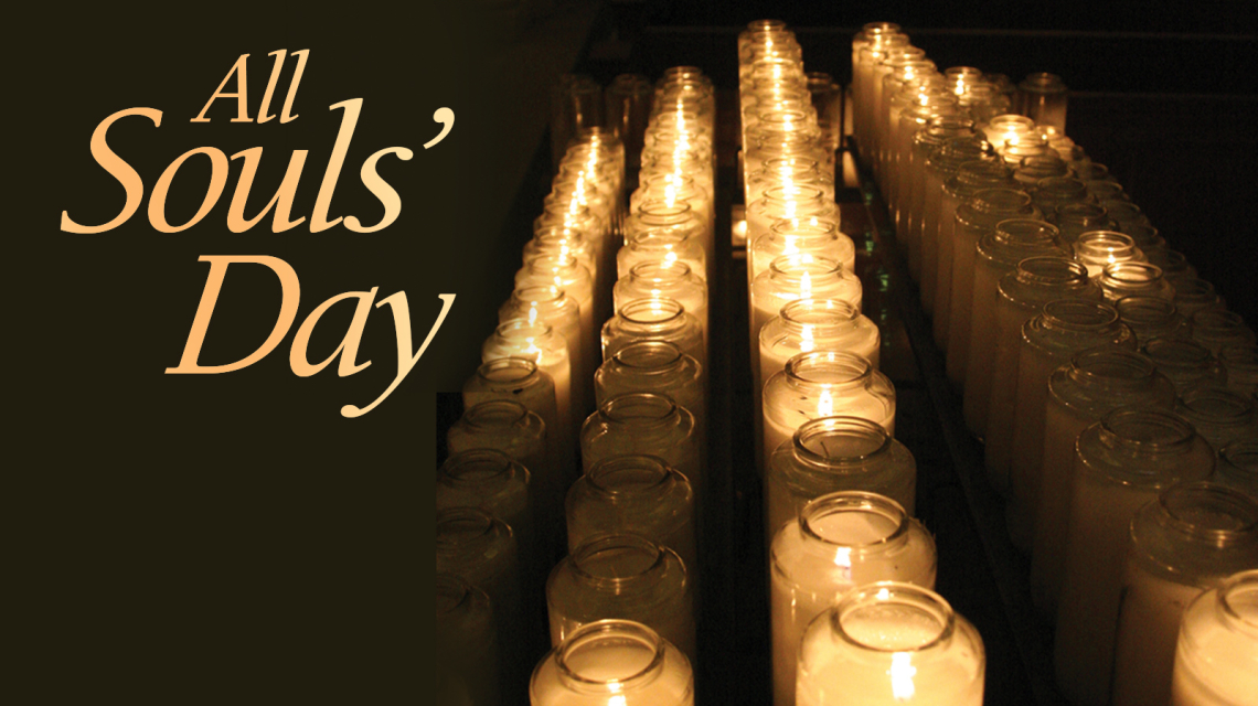 All Souls' day banner with candles