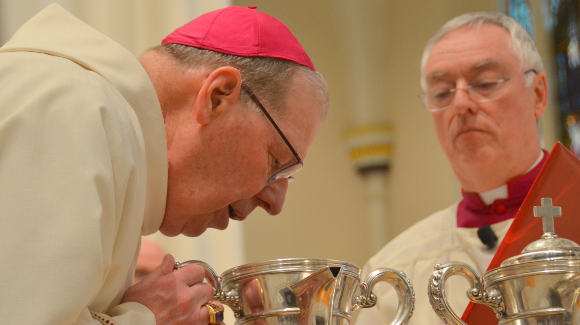Bishop Deeley celebrates the Chrism Mass on the Tuesday of Holy Week.