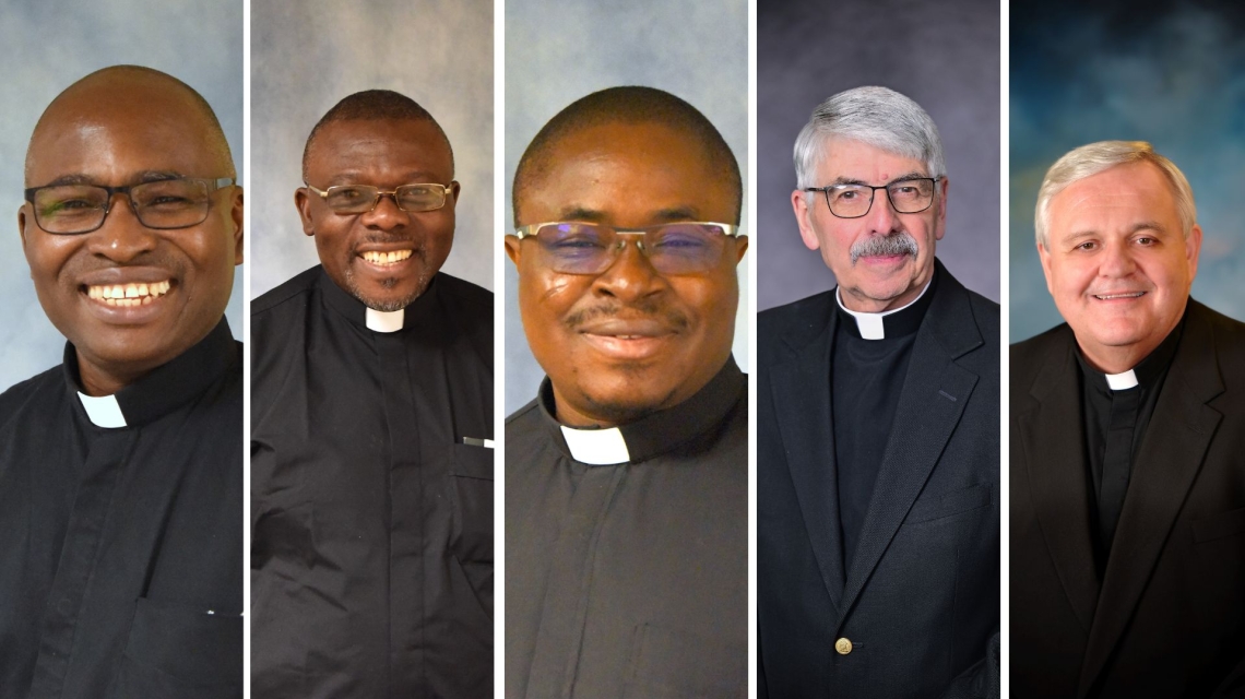 five photos of priests