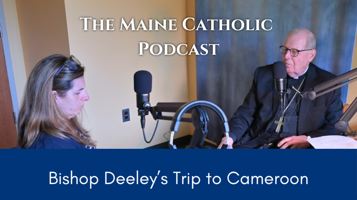 Bishop Deeley and Molly getting ready to record the podcast