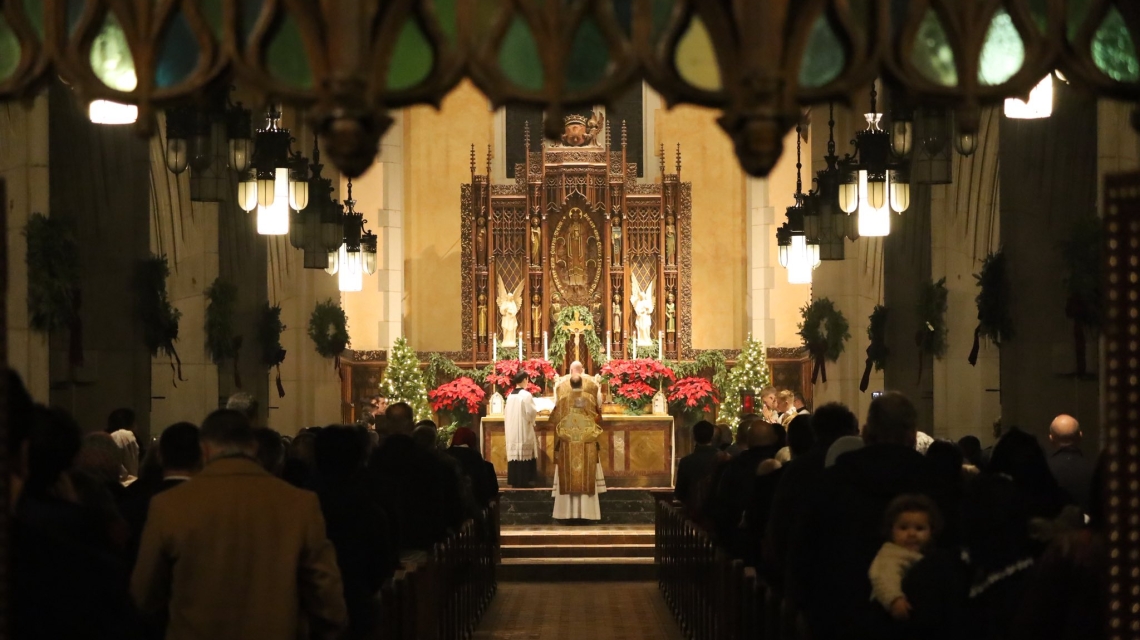 Photo of illuminated altar