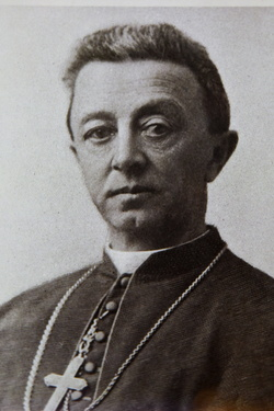 Black and white photo of Bishop Healy
