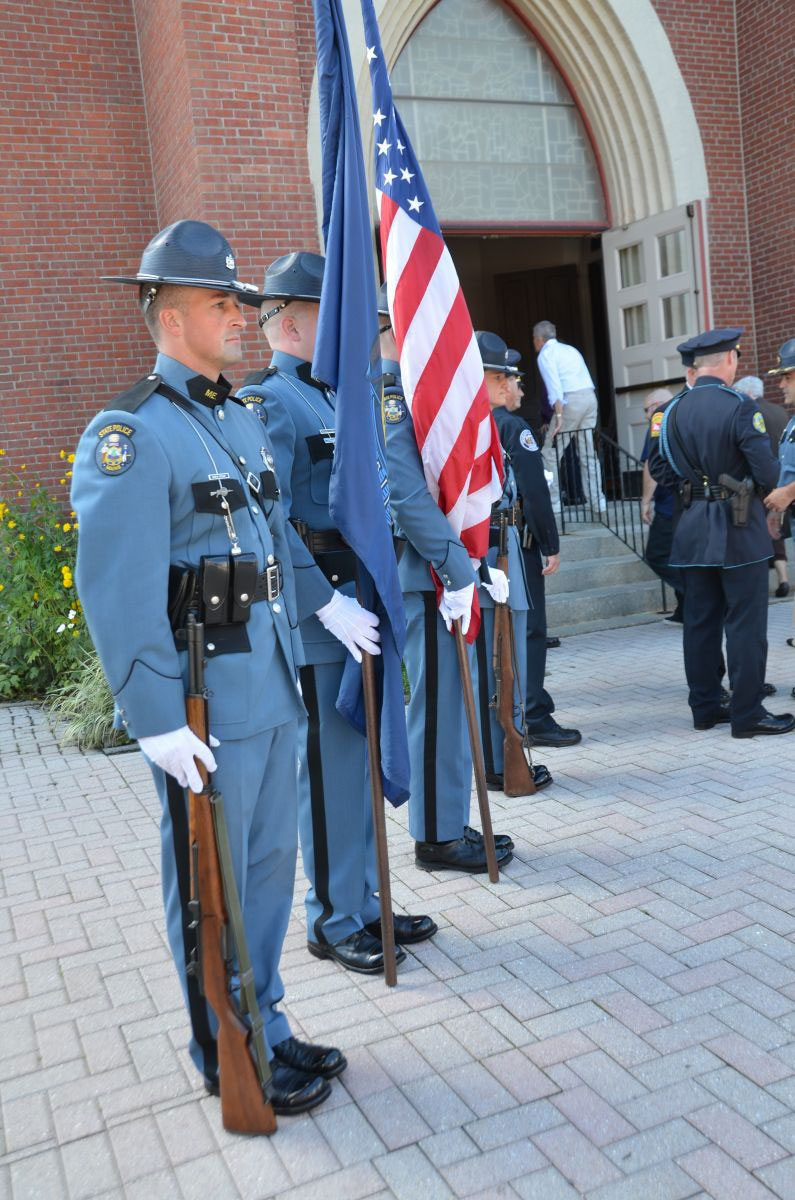 Honor Guard outside St. John Church in Bangor