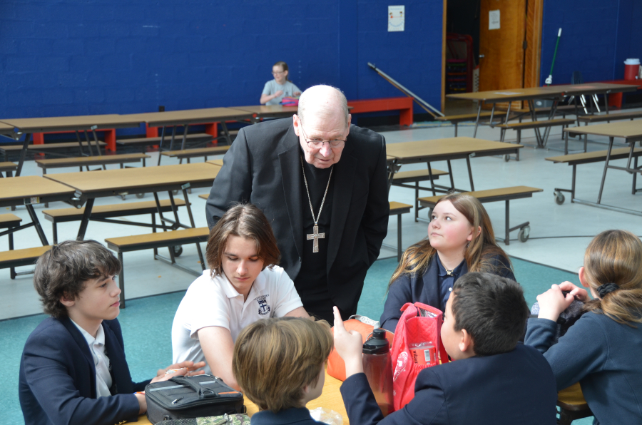 Bishop Deeley visits Mount Merici Academy in Waterville. 