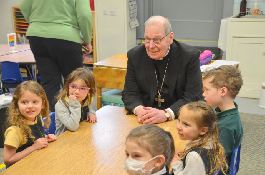 Bishop Deeley visits St. John's Catholic School community in Brunswick. 