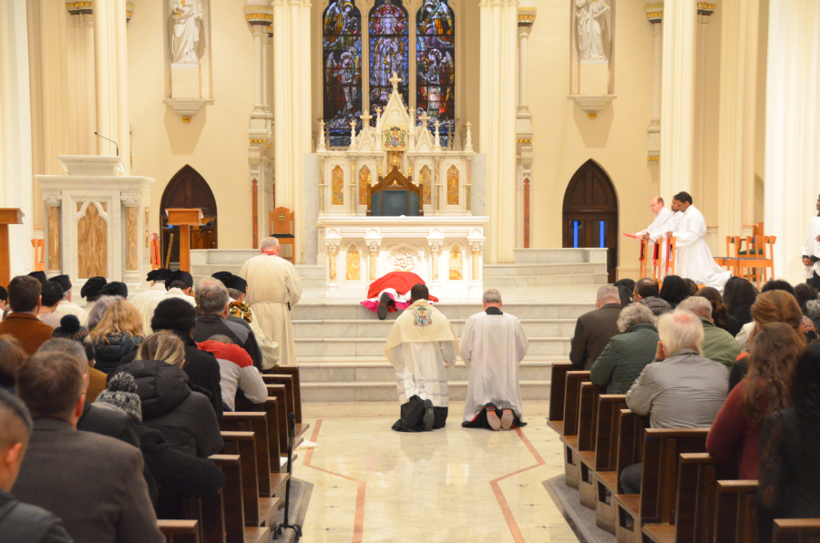 Bishop Deeley presides at the Good Friday celebration of the Passion of Our Lord. 