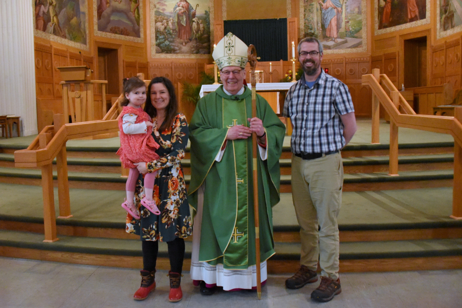Amy and Daniel Loring with the bishop