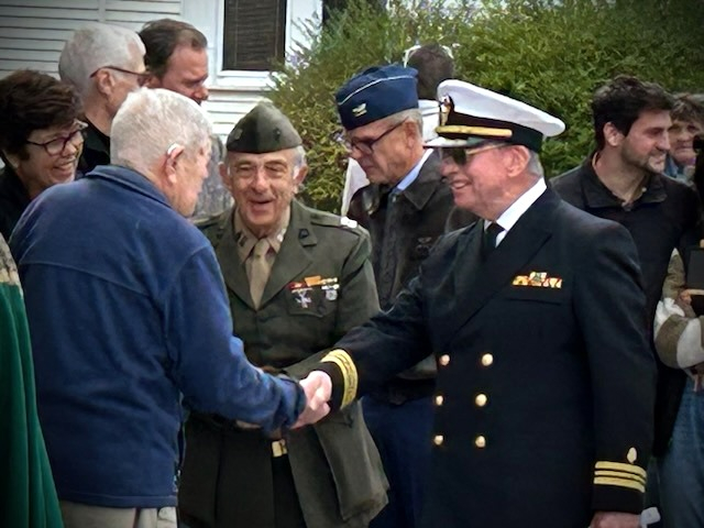 Shaking hands with a veteran