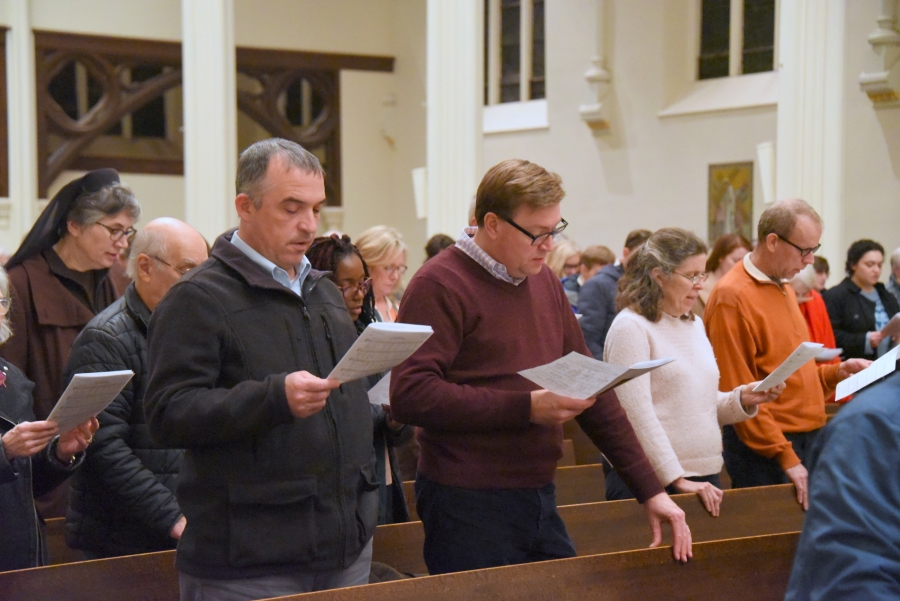 Parishioners singing