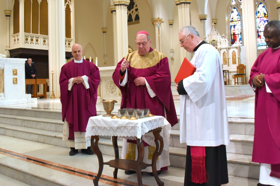 Blessing of the ashes by Bishop Robert Deeley