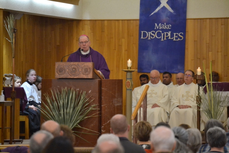 Bishop Robert Deeley delivers his homily.