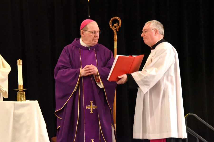Bishop Robert Deeley and Msgr. Marc Caron celebrating Mass.