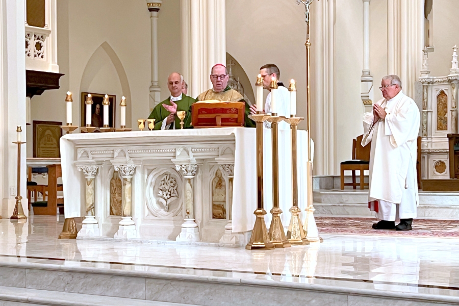 Bishop Deeley celebrates the Liturgy of the Eucharist.