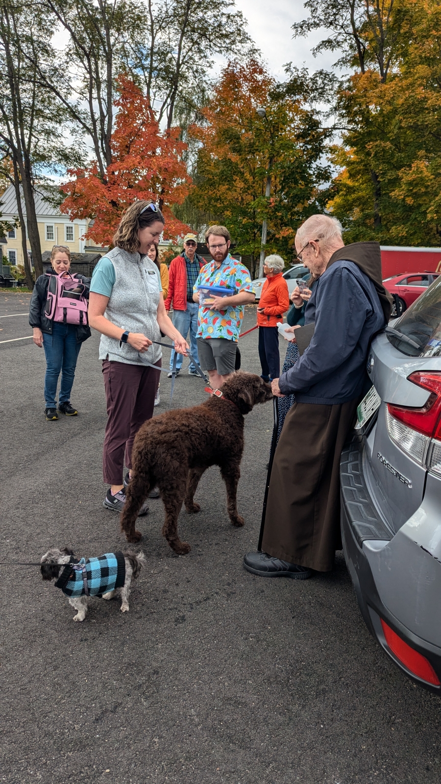 Priest blessing a dog