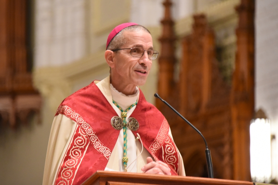 Bishop James Ruggieri shares remarks.