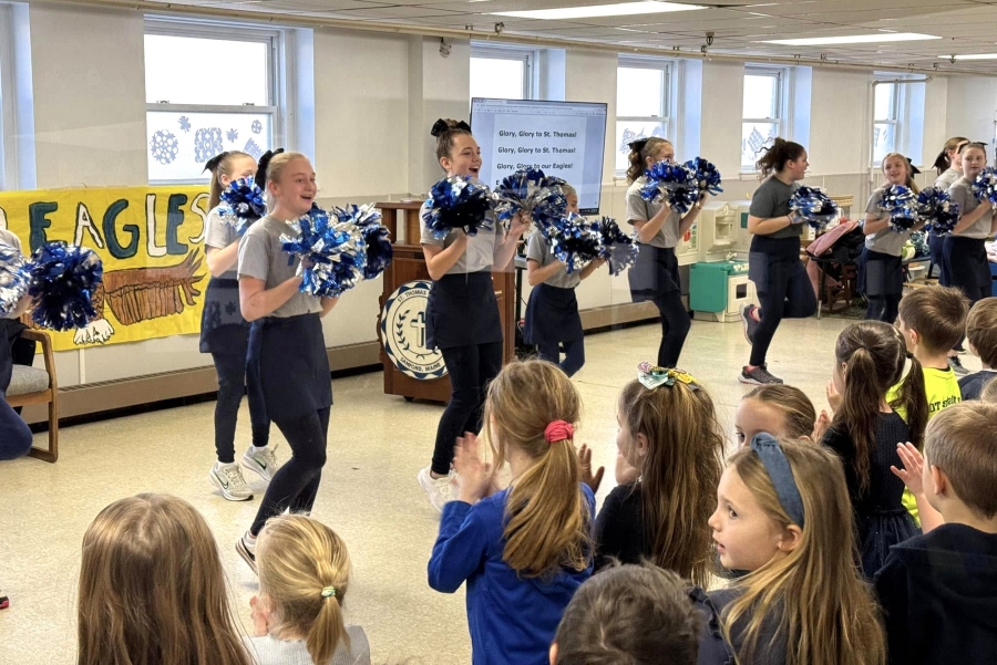 Cheerleaders at St. Thomas School