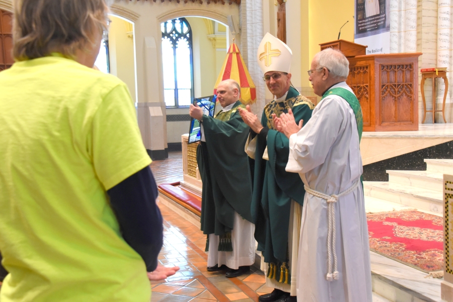 Bishop James Ruggieri, Deacon Frank Daggett, and Father Daniel Greenleaf