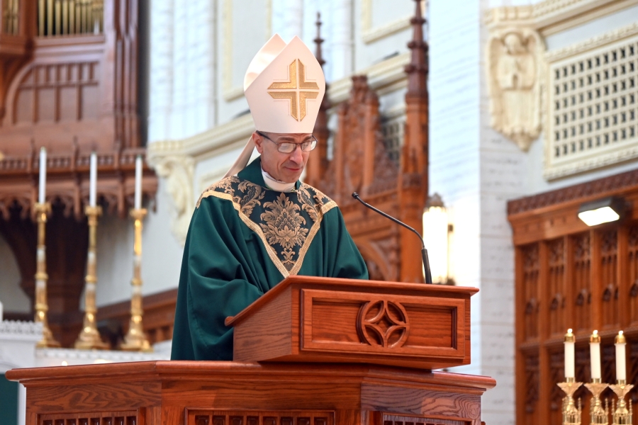 Bishop James Ruggieri delivers his homily.