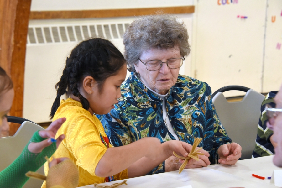 Sister Miriam Callnan and a student