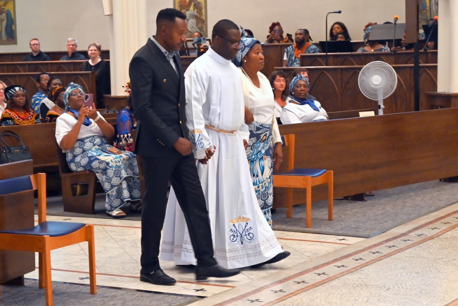 Evans Yongyee is presented to the bishop.