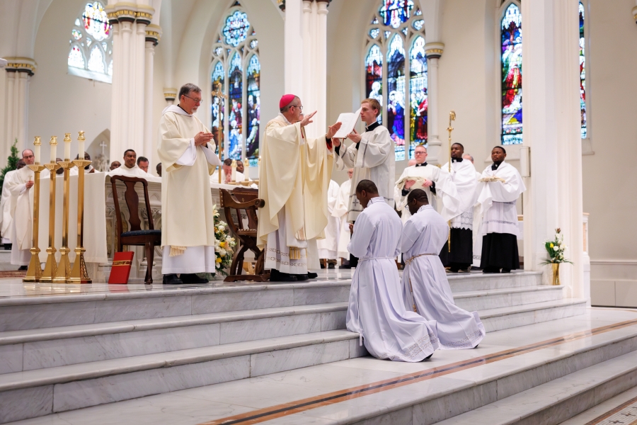 Bishop Ruggieri prays the Prayer of Ordination.