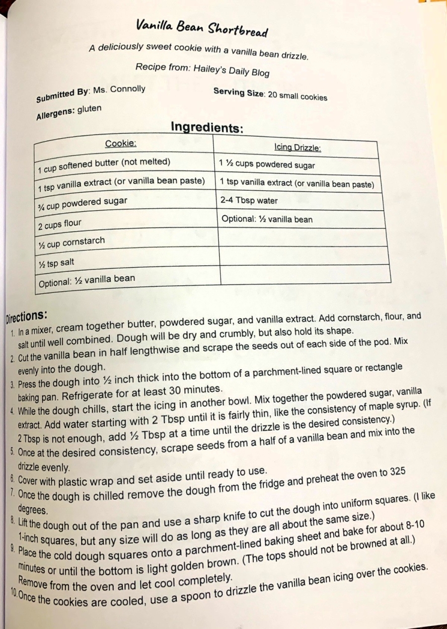 student's recipe