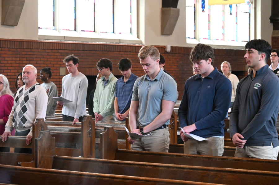 Students in the pews.