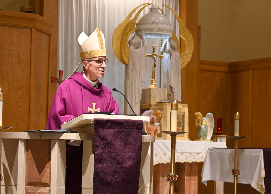 Bishop James Ruggieri delivers his homily.