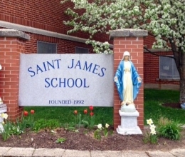 Exterior of Saint James School in Biddeford 