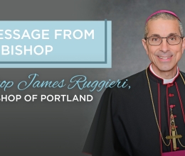A Message from Bishop Ruggieri with a photo of bishop