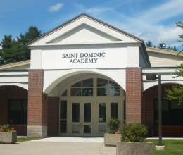The entrance of St. Dominic Academy in Auburn