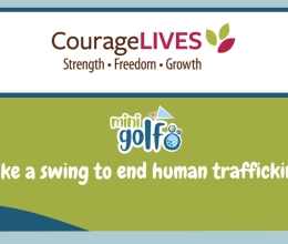 CourageLives logo and golf promotion