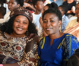 Two women smiling