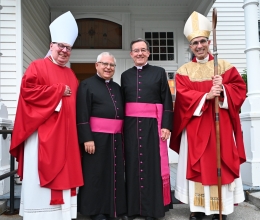 Bishop Robert Deeley, Msgr. Jean-Paul Labrie, Father Frank Murray, and Bishop James Ruggieri
