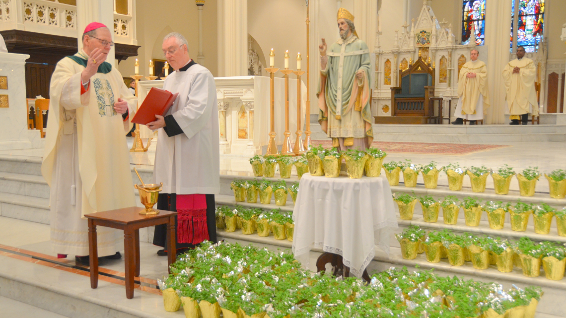 Bishop Deeley celebrates St. Patrick's Day Mass in Portland. 