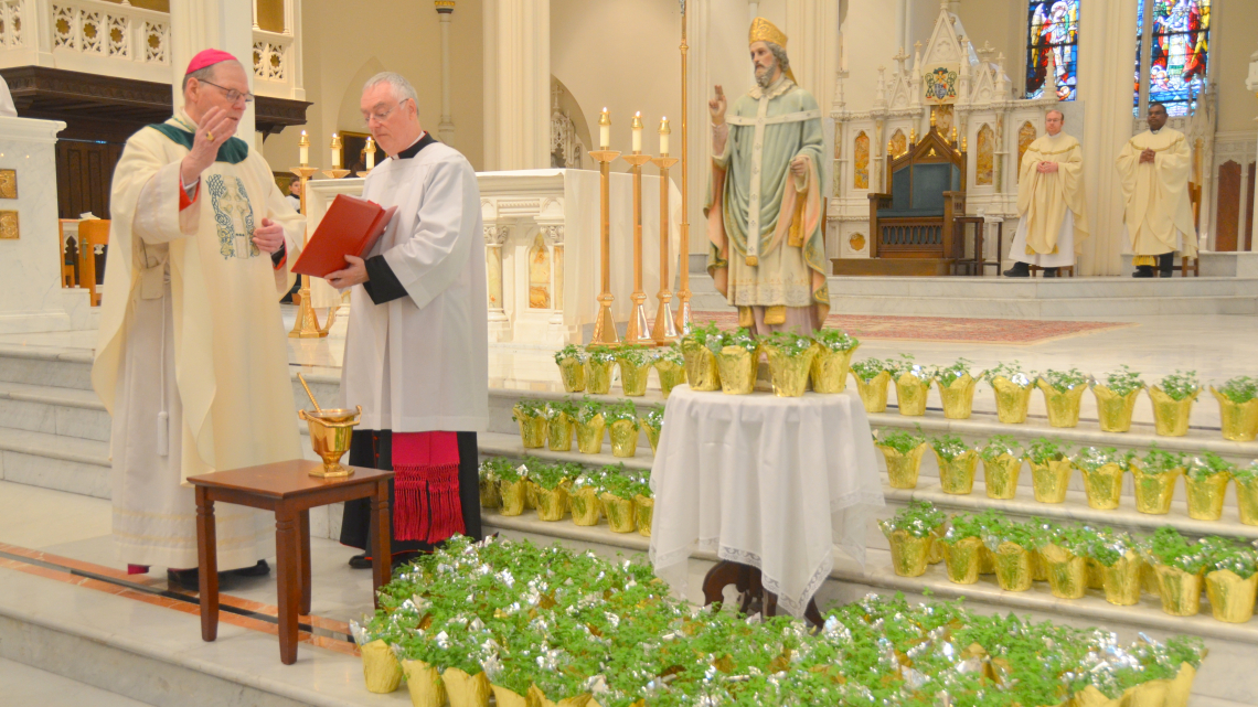 Bishop Deeley celebrates St. Patrick's Day Mass in Portland.