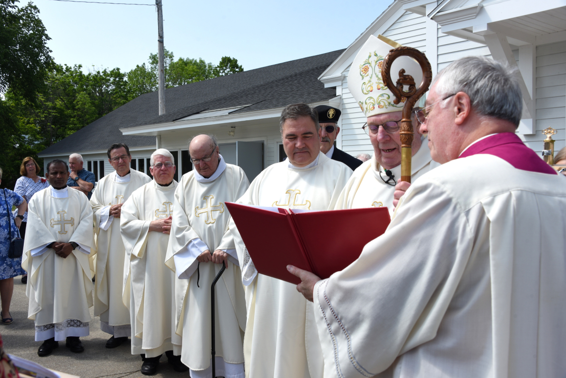 Robert Deeley blesses new Our Lady of Ransom Church in Mechanic Falls Diocese of Portland