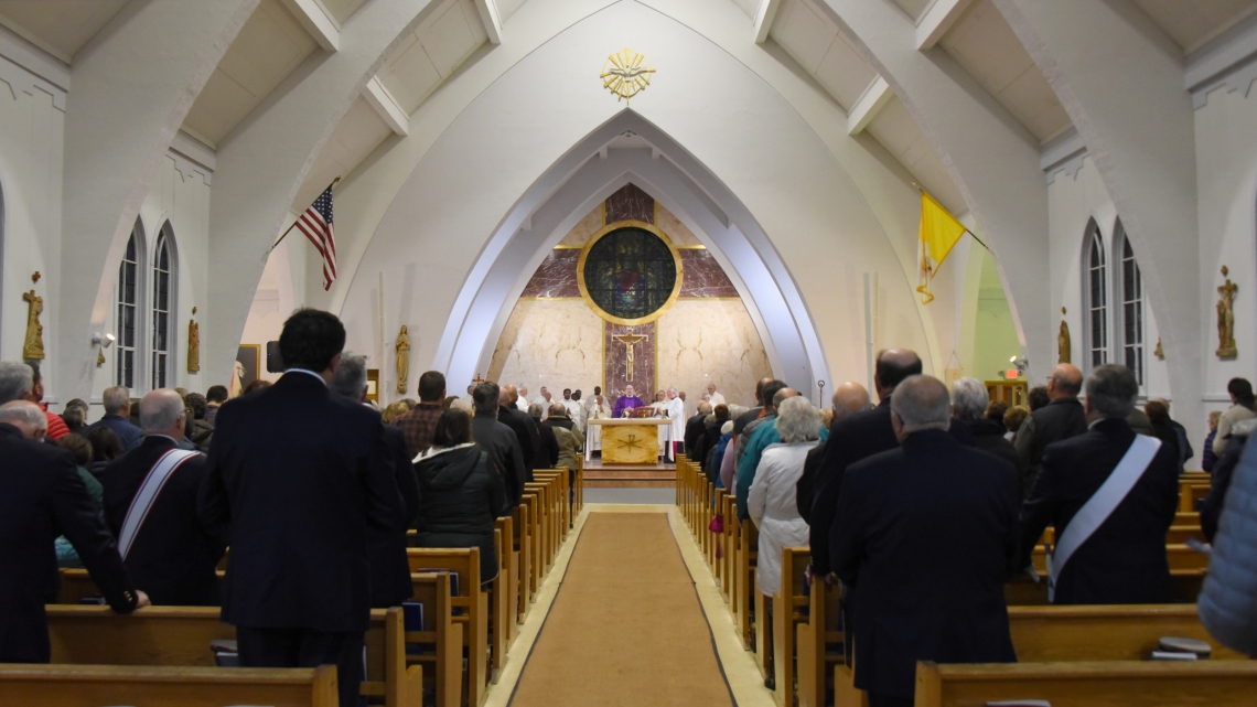 St. Thomas Aquinas Church as seen from the back.