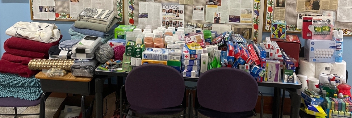 donated items on a table 