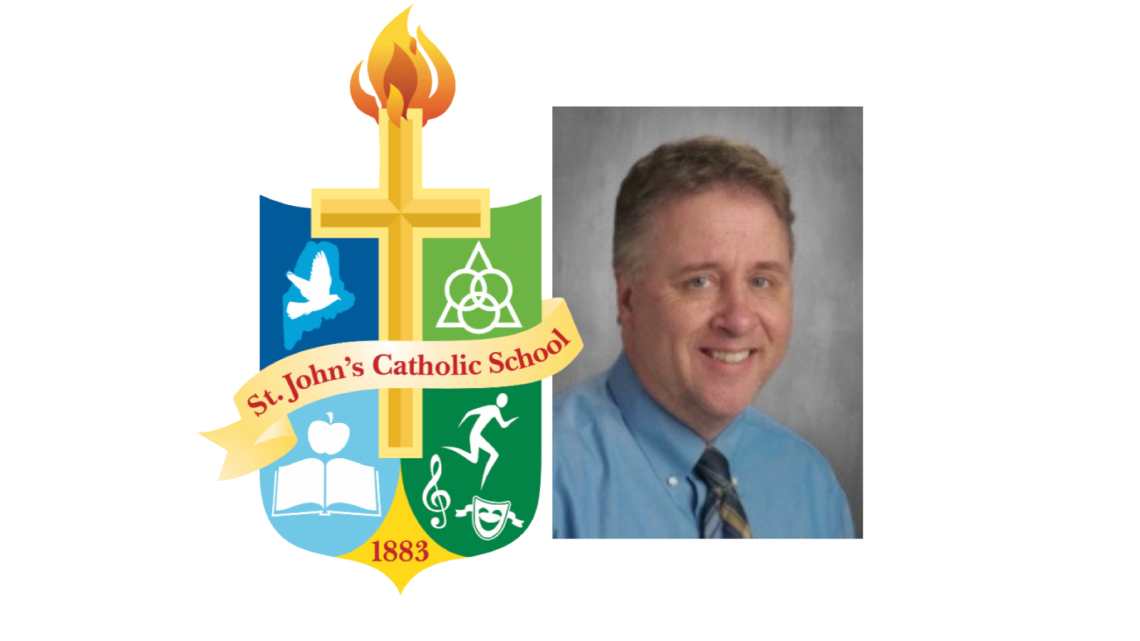 JP Yorkey with St. John's Catholic School logo