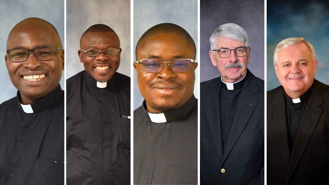 five photos of priests