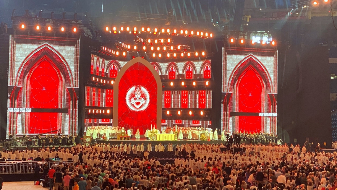 Stage at the National Eucharistic Congress as seen from the back.