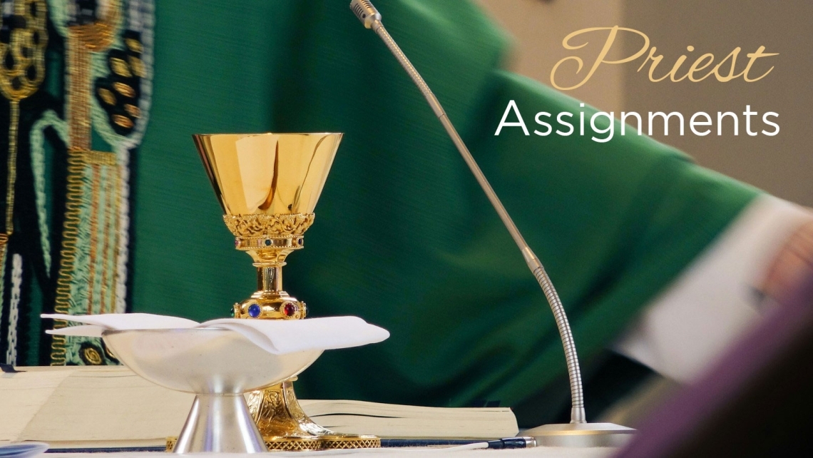 Photo of an altar with words Priest Assignments