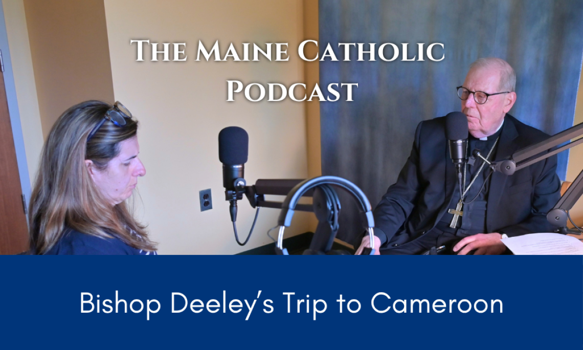 Bishop Deeley and Molly getting ready to record the podcast