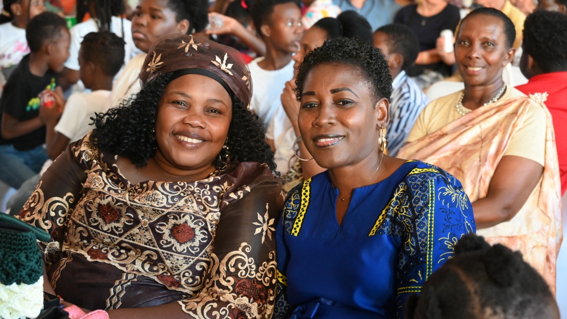 Two women smiling